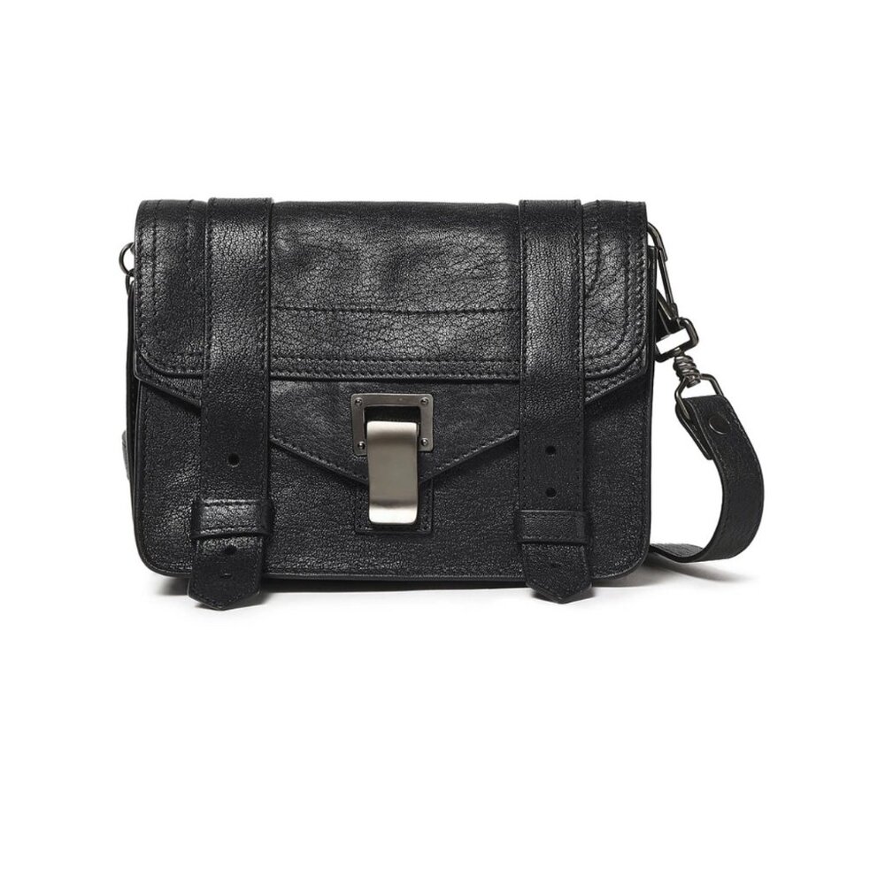 Proenza Shouler Mini PS1 Crossbody Bag, black leather, with dust bag.